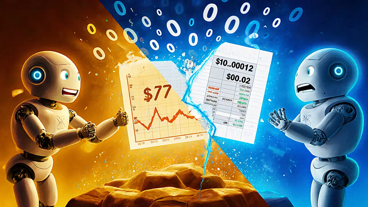 Robot analyst sees two wildly different THB price charts with a broken spreadsheet.