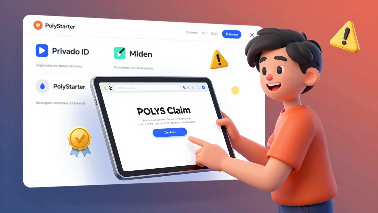 A user connecting their wallet to a scam website while legitimate Polygon projects launch safely nearby.