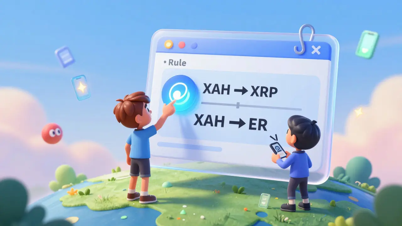 Developers trading tokens on a floating ledger with Hooks and automatic XAH-to-EUR exchanges.