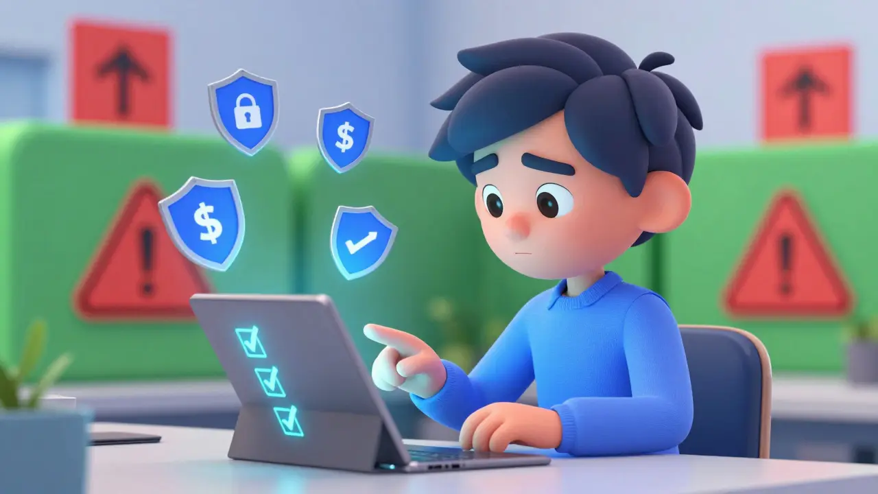 Investor checking blockchain security verification on tablet device