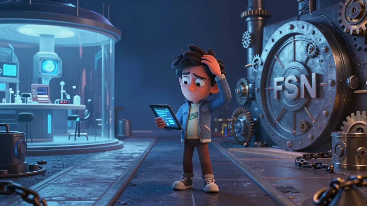 A confused character choosing between two different blockchain project paths