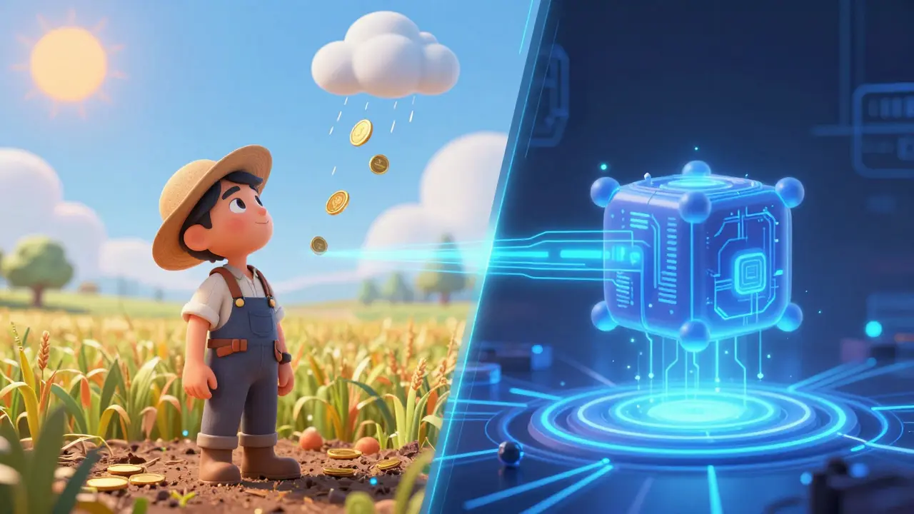 Farmer receives automatic payment as weather data triggers smart contract