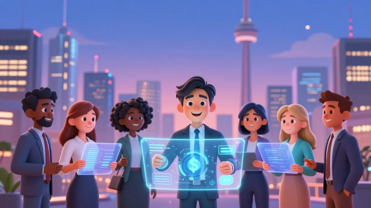 Secure crypto trading in futuristic Canadian city