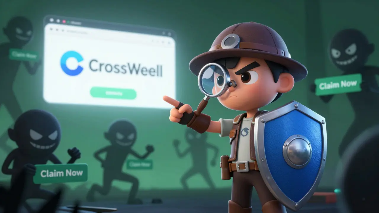 A hero protecting users from fake crypto scams and phishing sites in 3D animation.