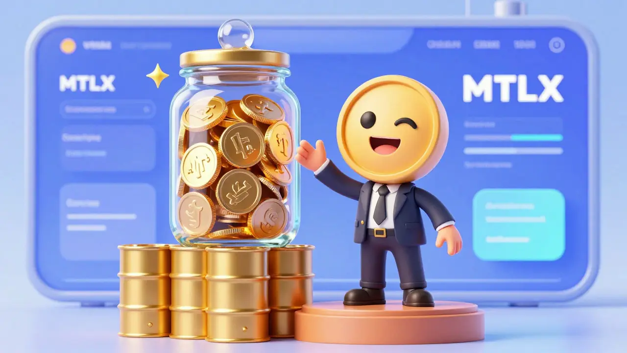 Token character showing staking rewards and commodity assets