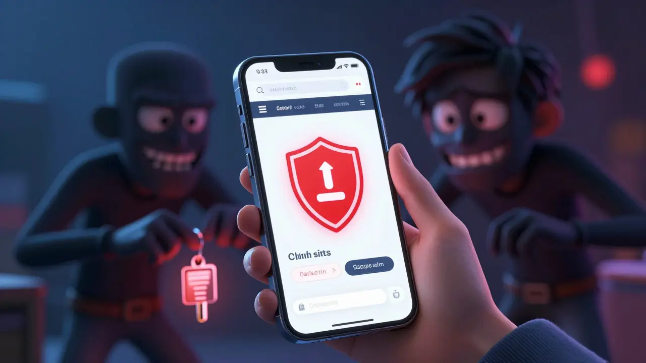User avoiding a scammer stealing crypto wallet keys on phone