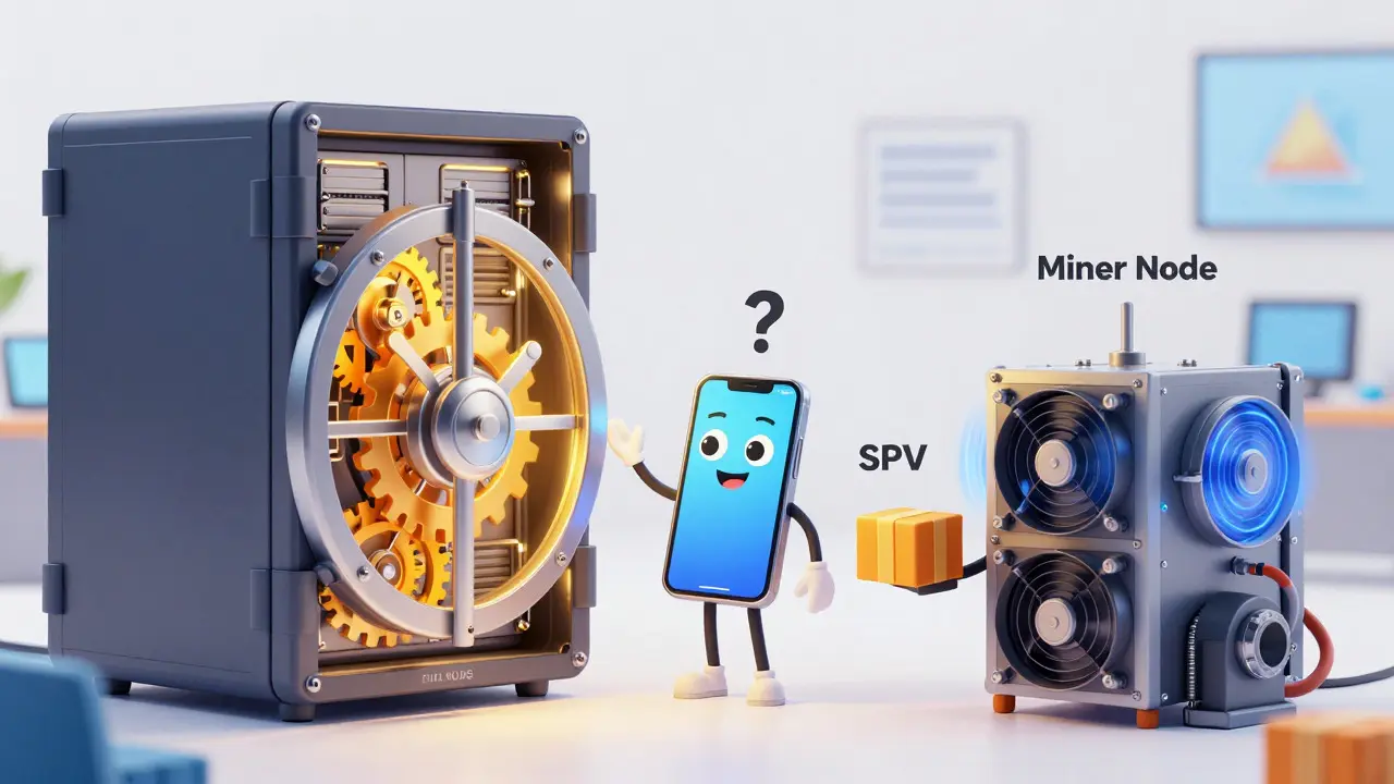Anthropomorphic servers and devices illustrating different Bitcoin node types