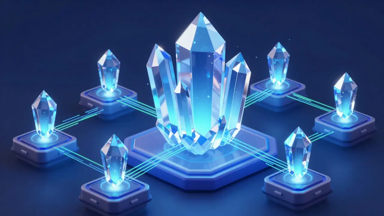 Glowing data shards splitting apart to show parallel processing
