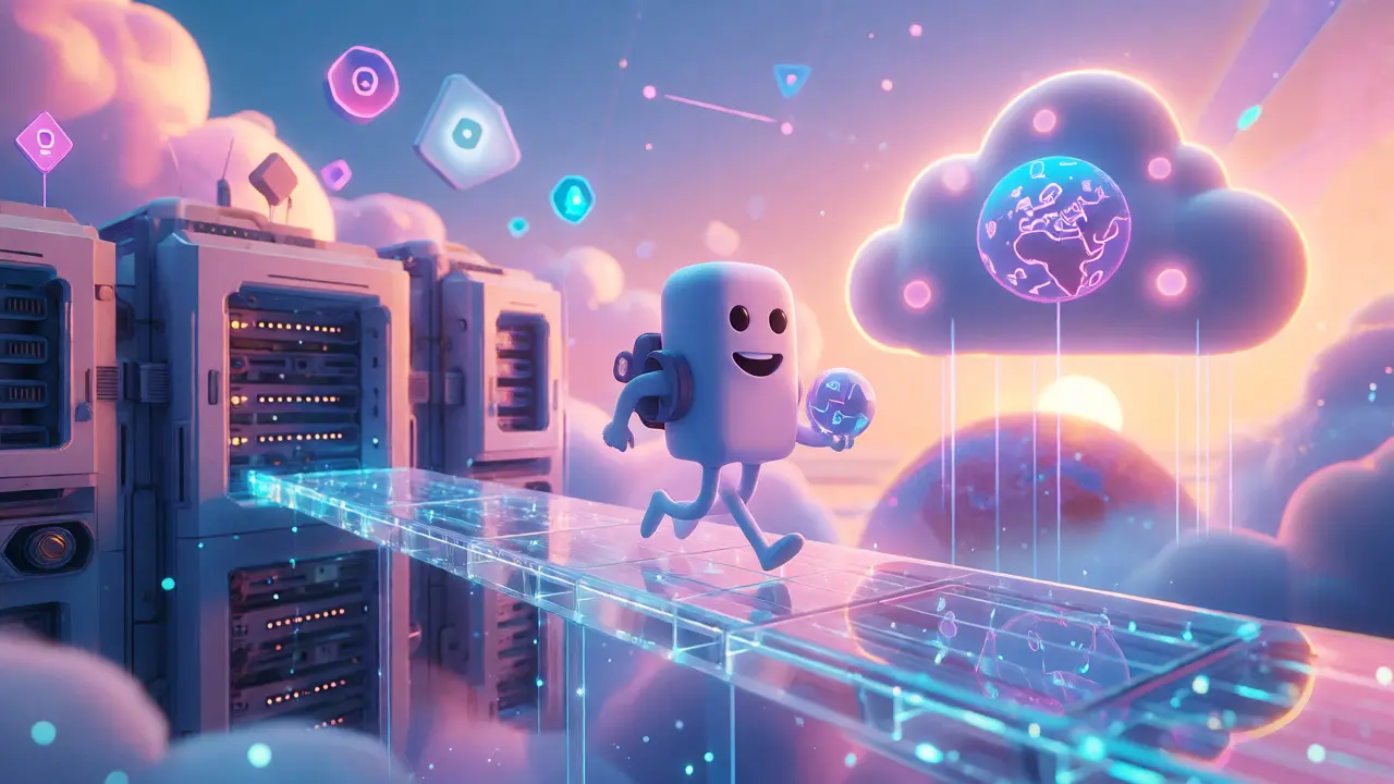 A digital character carrying data across a bridge towards global regulatory clarity.