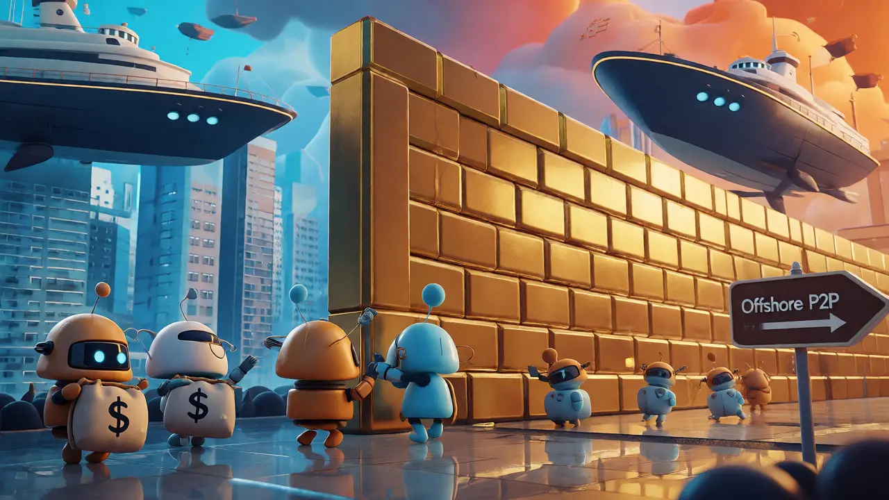 Cartoon startups struggling against a massive golden regulatory gate while corporations fly over.