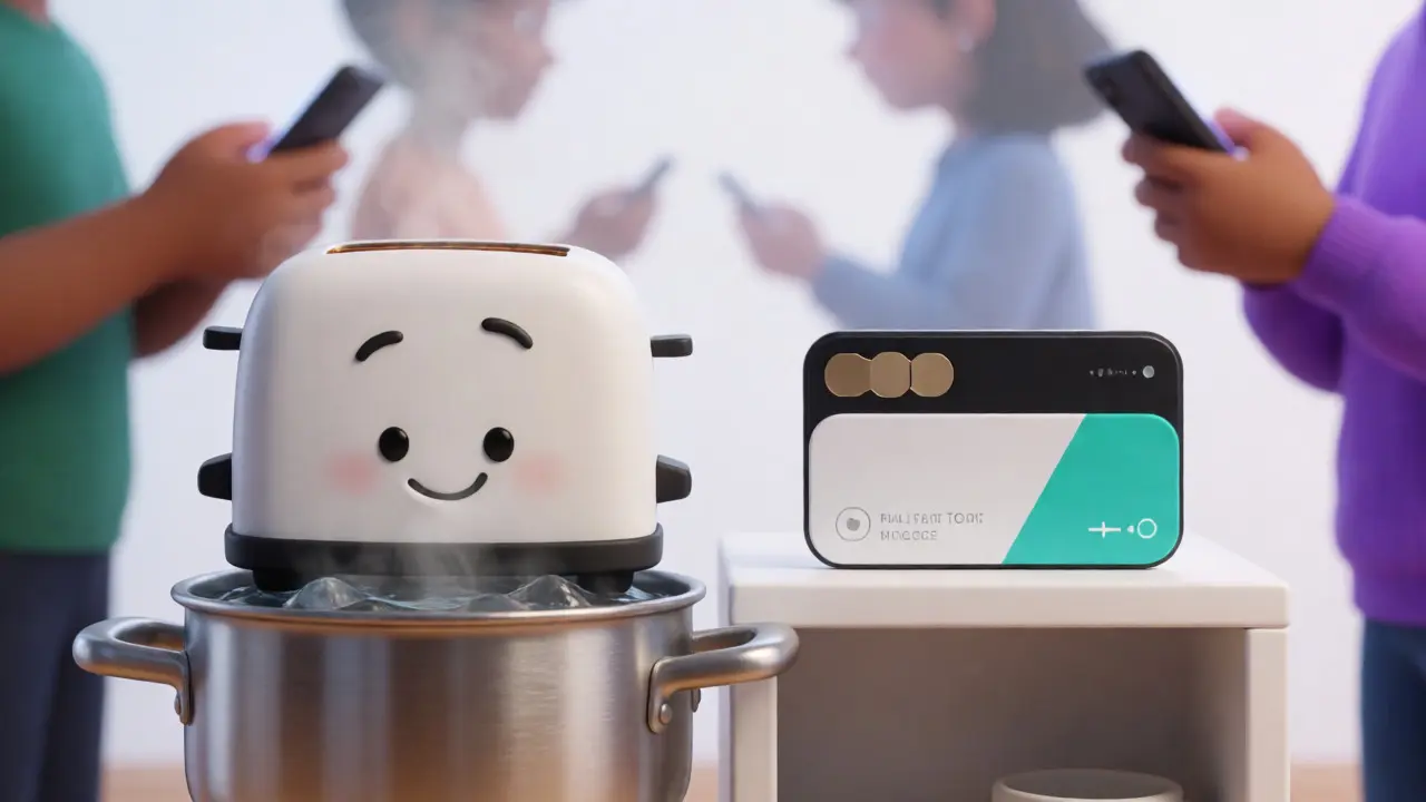 Toaster boiling water next to hardware wallet illustrating wrong tools