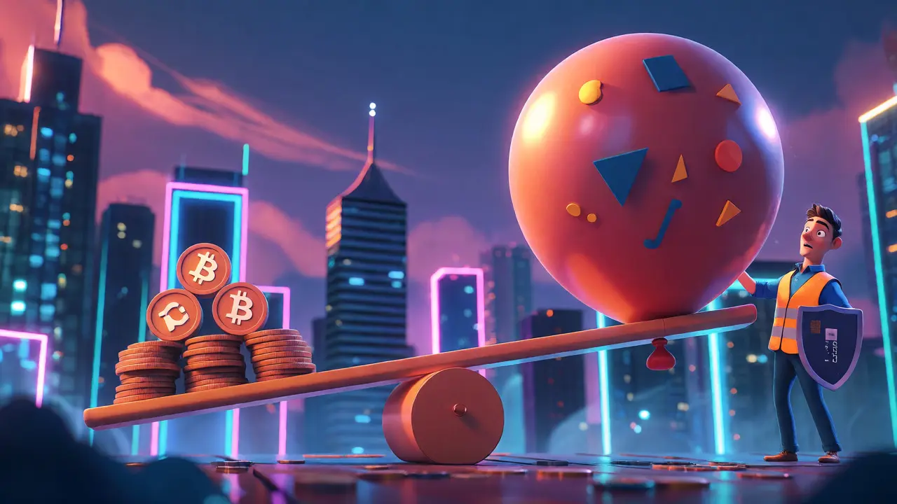 Seesaw balancing coins and leverage balloon
